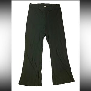 Aerie Forest Green Women’s Large Cropped ribbed lounge Flare Pants Cotton Blend